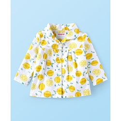 Babyhug Cotton Woven Full Sleeves Co-ords Night Suit with Lemon Print - White