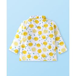 Babyhug Cotton Woven Full Sleeves Co-ords Night Suit with Lemon Print - White