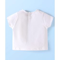 Babyhug Single Jersey Knit Half Sleeves Sea Animals Printed Top & Solid Denim Shorts Set - White & Blue
