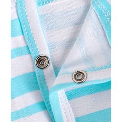 Babyhug Interlock Knit Half Sleeves Romper with Stripes & Animal Print - Light Blue