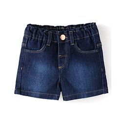 Babyhug Single Jersey Knit Half Sleeves Fruit Printed Top & Solid Denim Shorts Set - Orange & Blue