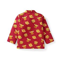 Babyhug Cotton Woven Full Sleeves Night Suit With Bear Print - Rust Orange