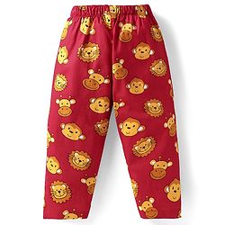 Babyhug Cotton Woven Full Sleeves Night Suit With Bear Print - Rust Orange