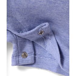 Babyhug Interlock Knit Half Sleeves Striped Romper with Bear Ear Applique - Light Blue
