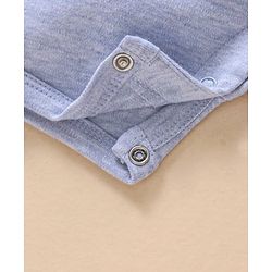 Babyhug Interlock Knit Half Sleeves Striped Romper with Bear Ear Applique - Light Blue
