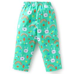 Babyhug Cotton Woven Full Sleeves Night Suit With Bunny Print - Light Green