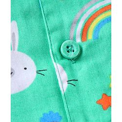 Babyhug Cotton Woven Full Sleeves Night Suit With Bunny Print - Light Green