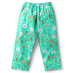 Babyhug Cotton Woven Full Sleeves Night Suit With Bunny Print - Light Green