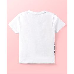 Babyhug Single Jersey Knit Half Sleeves T-Shirt & Shorts Set with Happy Days Print - White & Navy Blue