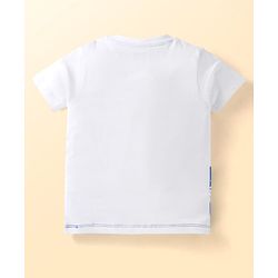Babyhug Single Jersey Knit Half Sleeves T-Shirt & Shorts Set with Animal Print - White & Light Blue