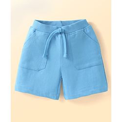 Babyhug Single Jersey Knit Half Sleeves T-Shirt & Shorts Set with Animal Print - White & Light Blue