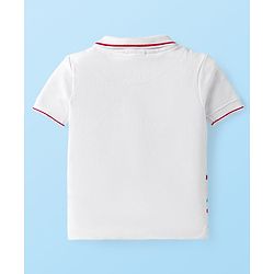 Babyhug Single Jersey Knit Half Sleeves Collar T-Shirt & Shorts Set With Soccer Star Text Print - Red & White