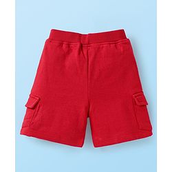 Babyhug Single Jersey Knit Half Sleeves Collar T-Shirt & Shorts Set With Soccer Star Text Print - Red & White