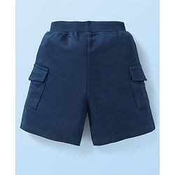 Babyhug Single Jersey Knit Half Sleeves Polo T-Shirt & Shorts Set with Stripes - Navy Blue & Red