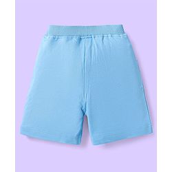 Babyhug Single Jersey Knit Sleeveless Tank T-Shirt & Shorts Set with Beach Theme Print - Light Blue