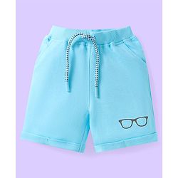 Babyhug Single Jersey Knit Sleeveless T-Shirt & Shorts Set with Beach Theme Print & Stripes - Light Blue