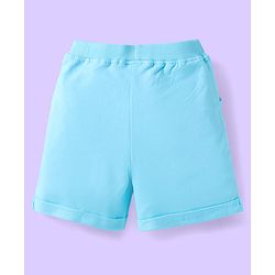 Babyhug Single Jersey Knit Sleeveless T-Shirt & Shorts Set with Beach Theme Print & Stripes - Light Blue