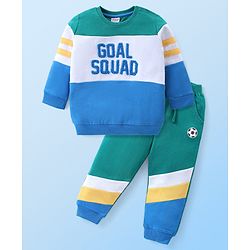 Babyhug Cotton Knit Full Sleeves Winter Wear T-Shirt Text Print - Green main image 0