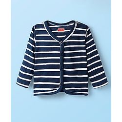 Babyhug Single Jersey Knit Full Sleeves Co-ords T-Shirt & Lounge Pant Set With Stripes - Navy Blue
