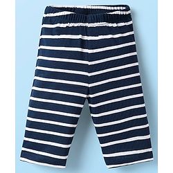 Babyhug Single Jersey Knit Full Sleeves Co-ords T-Shirt & Lounge Pant Set With Stripes - Navy Blue