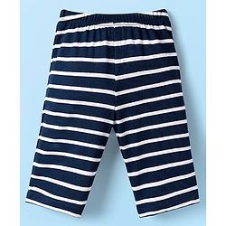 Babyhug Single Jersey Knit Full Sleeves Co-ords T-Shirt & Lounge Pant Set With Stripes - Navy Blue