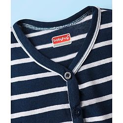 Babyhug Single Jersey Knit Full Sleeves Co-ords T-Shirt & Lounge Pant Set With Stripes - Navy Blue