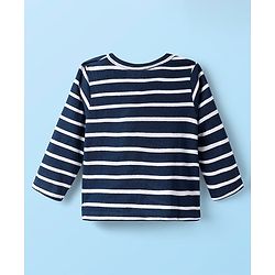 Babyhug Single Jersey Knit Full Sleeves Co-ords T-Shirt & Lounge Pant Set With Stripes - Navy Blue