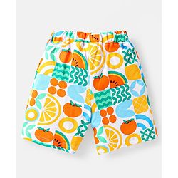 Babyhug Single Jersey Knit Half Sleeves Shirt & Shorts Set With Fruit Print - White