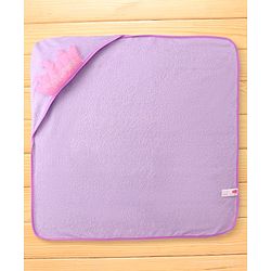 Babyhug Cotton Knit Hooded Wrapper With Princess Print L 73 x B 73 cm - Lilac