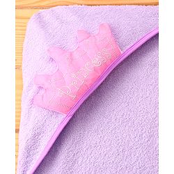 Babyhug Cotton Knit Hooded Wrapper With Princess Print L 73 x B 73 cm - Lilac