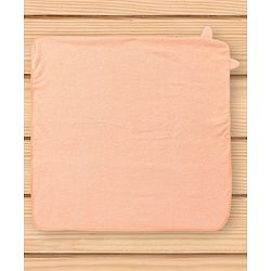 Babyhug Cotton Knit Hooded Wrapper With Cat Embroidery & Ear Applique L 76 x B 76 cm - Peach