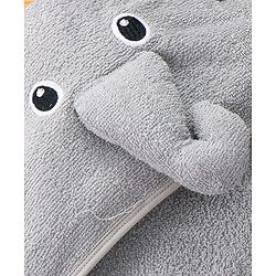 Babyhug Terry Woven Hooded Towel with Elephant Applique L 76.2 x B 76.2 cm - Grey