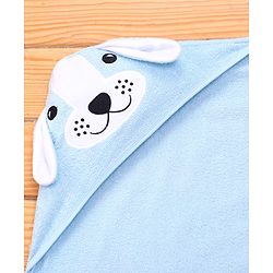 Babyhug Terry Woven Hooded Towel with Bunny Applique L 76.2 x B 76.2 cm - Light Blue