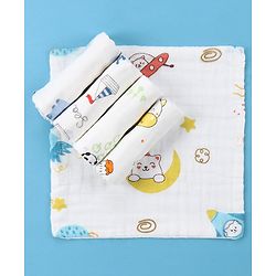 Babyhug 6 Layer Muslin Wash Cloth Pack of 5 - Multicolor(Print May Vary)