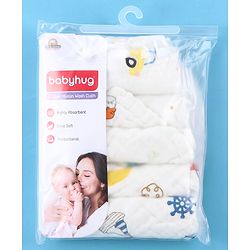 Babyhug 6 Layer Muslin Wash Cloth Pack of 5 - Multicolor(Print May Vary)