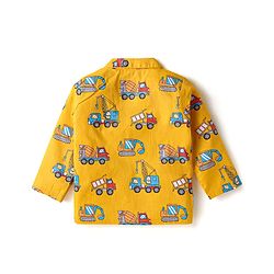 Babyhug Cotton Woven Full Sleeves Night Suit with Vehicle Print - Yellow