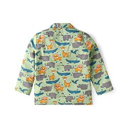 Babyhug Cotton Woven Full Sleeves Night Suit With Dino Print - Green