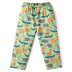 Babyhug Cotton Woven Full Sleeves Night Suit With Dino Print - Green