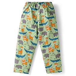 Babyhug Cotton Woven Full Sleeves Night Suit With Dino Print - Green