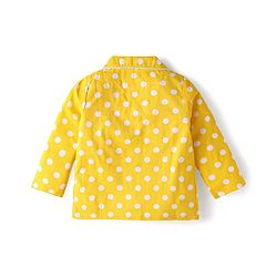 Babyhug Cotton Woven Full Sleeves Night Suit With Polka Dot Print - Yellow