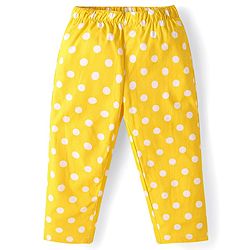 Babyhug Cotton Woven Full Sleeves Night Suit With Polka Dot Print - Yellow
