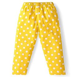 Babyhug Cotton Woven Full Sleeves Night Suit With Polka Dot Print - Yellow