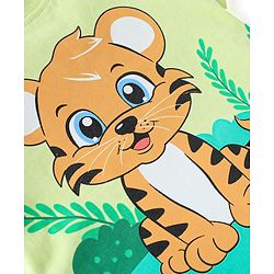 Babyhug Single Jersey Knit Half Sleeves T-Shirt & Shorts Set With Tiger Print - Light Green