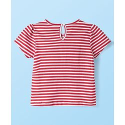 Babyhug Disney  Single Jersey Knit Half Sleeves Frock & T-Shirt With Minnie Mouse Graphics And Tape Detailing - Red & Black
