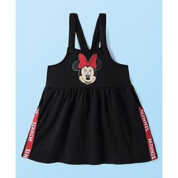 Babyhug Disney  Single Jersey Knit Half Sleeves Frock & T-Shirt With Minnie Mouse Graphics And Tape Detailing - Red & Black