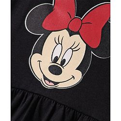 Babyhug Disney  Single Jersey Knit Half Sleeves Frock & T-Shirt With Minnie Mouse Graphics And Tape Detailing - Red & Black