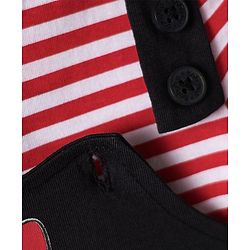 Babyhug Disney  Single Jersey Knit Half Sleeves Frock & T-Shirt With Minnie Mouse Graphics And Tape Detailing - Red & Black