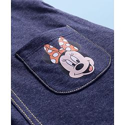Babyhug Disney Single Jersey Knit Dungaree Style Frock with Half Sleeves T-Shirt & Minnie Mouse Graphics & Badge Detailing - Navy Blue