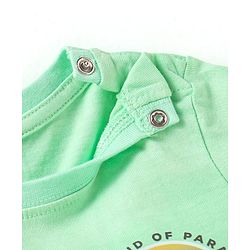 Babyhug Single Jersey Knit Half Sleeves T-Shirt & Shorts Set With Color Block Design & Aloha Print - Sea Green White & Light Blue