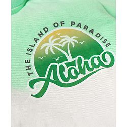 Babyhug Single Jersey Knit Half Sleeves T-Shirt & Shorts Set With Color Block Design & Aloha Print - Sea Green White & Light Blue